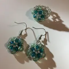 ビーズ　ピアス　リング　セット　ハンドメイド