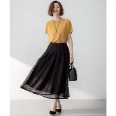 美品 23区 洗える Broche チェックレース スカート 25SS 40のサムネイル