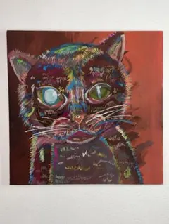 黒猫の抽象画 テクスチャーアート アクリル画 - メルカリ