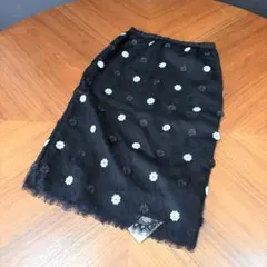 新品タグ付 ダイアグラムグレースコンチネンタル 刺繍レースドットタイトスカート黒