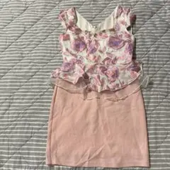 キャバドレス ペプラムナイトドレス キャバワンピ ビンク