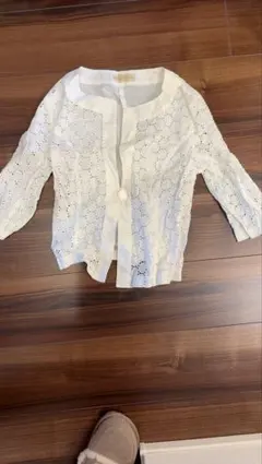 Eurasafe ホワイト レース カーディガン M
