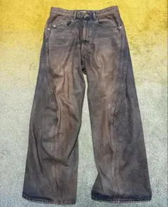 NVRFRGT 3D Twisted Wide Leg Jeans マッド