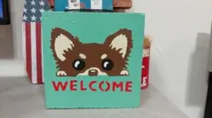 傘立て　ペイントブロック　屋外用傘立て　傘5本入ります　チョコタンチワワ　ミント