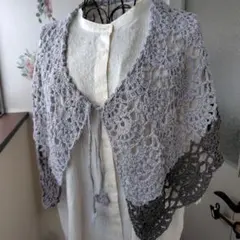 ハンドメイド透かし編みケープ