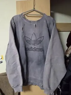 USA製90s adidasダメージブリーチ加工ボロスウェット常田大希BORO