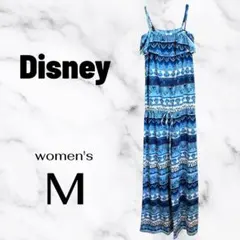 美品✨【Disney】 フリルネック キャミオールインワン　ワイド　ブルー　Mのサムネイル