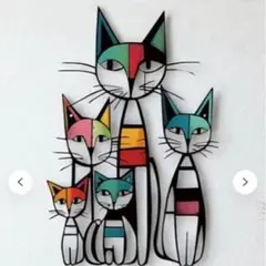 新品　カラフルな猫の壁飾り 20cm x 30cmのサムネイル