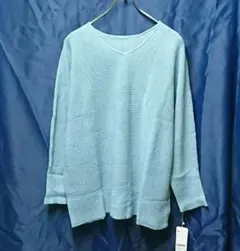 未使用　5L　ドルマン　ニット　プルオーバー　セージ　ラメ　大きいサイズ