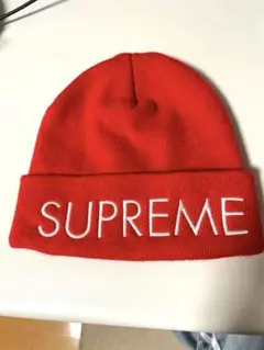 Supreme big logo beanie 赤 ニット帽 - メルカリ