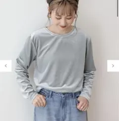 アメリカンホリック　ベロアクルーネックカットプルオーバー