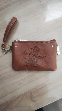 ブラウン コインケース ビーチ刺繍