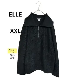海外古着♡エル　ブラック ボアジャケット XXL ゆるダボ　大きめ