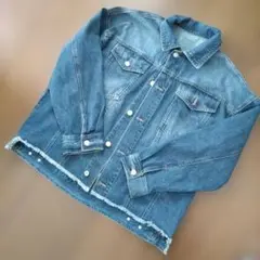デニムジャケット フリンジ裾付き