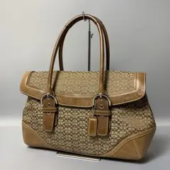 68B237｜コーチ ミニシグネチャー ハンドバッグ ブラウン