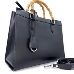 ✨美品✨ GIANNI NOTARO レザーバンブーハンドルバッグ ブラック
