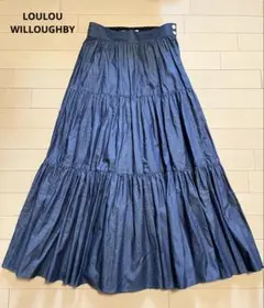 美品／LOULOU WILLOUGHBY　デニムギャザーティアードスカート