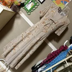 レトロ古着 80's 重ね着風 ❁お花柄❁ 半袖 ワンピース ヴィンテージ 古着