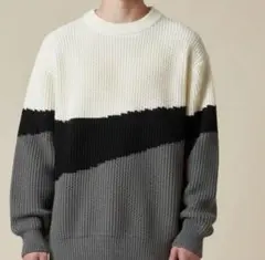 新品⭐️配色切替 ニット セーター ユニセックス ゆるだぼ オーバー 無地 M