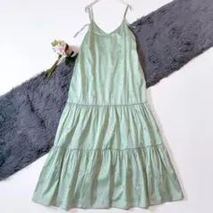 未使用級ꕥヌキテパ 近年 ラメ刺繍 2way ティアードロングワンピース 花