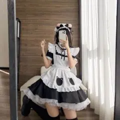 【新品未使用】メイドコスプレ メイド服 衣装 ハロウィン Mサイズ くま