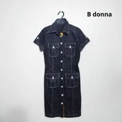 B donna シャツワンピース 半袖ワンピース ブラックのサムネイル