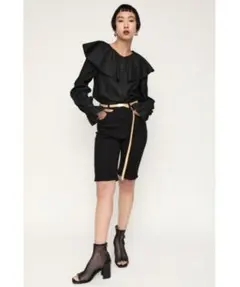 【USED】SLY SHORT HALF PT デニムハーフパンツ ブラック 黒