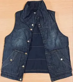 【未使用・試着済】【NICOLE white】 デニム風ダウンベスト