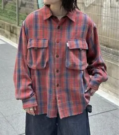 ヘビーネルフィッシングシャツ シャツ ネルシャツ赤