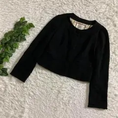 極美品　エフデ　ノーカラージャケット　黒　フォーマル　ウール　日本製　9 M