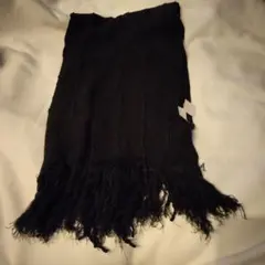 黒ストライプフリンジマフラー