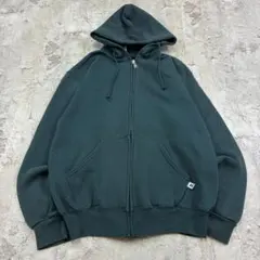 RUSSELL ATHLETIC　フルジップパーカー　M　緑　古着　無地
