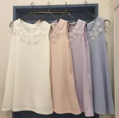 dazzlin❤️3Dフラワーレース付サックワンピース