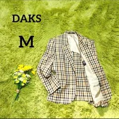 【ダックス】ジャケット　M　ベージュ　テーラード　チェック柄　カジュアル