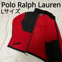 美品【 L 】 ポロラルフローレン ジャケット フード 黒 赤 切り替え