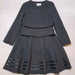 M-PREMIER☆スーツ ジャケット スカート グレー ウール エムプルミエ