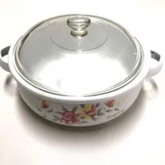 お鍋　花柄両手鍋