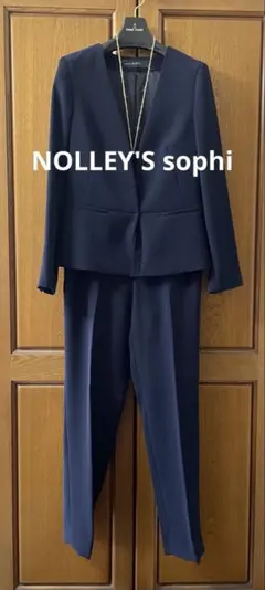 ☆美品☆ノーリーズソフィーノーカラージャケット パンツセットアップ ネイビー