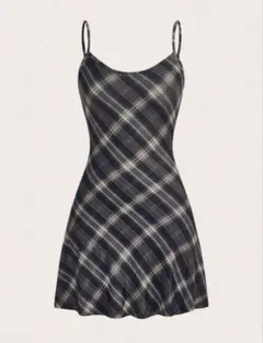 SHEINチェック柄キャミワンピース ブラック・ホワイト