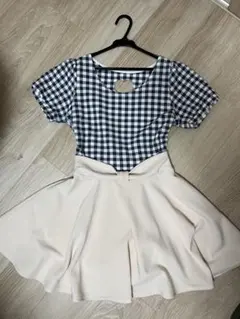 ギンガムチェック半袖ミニワンピース