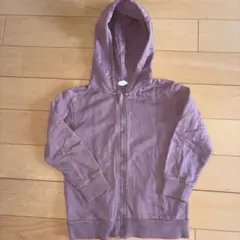 フード付きジップアップパーカー　くすみピンク　120cm