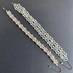 パールビーズ チョーカー レース風デザイン