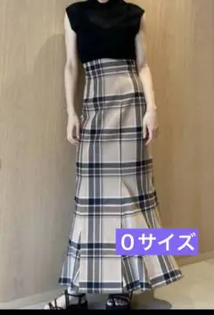 snidel ハイウエストタイトヘムフレアチェックスカート