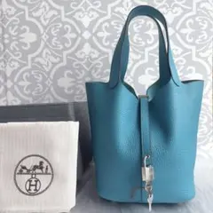 極美品☆エルメス ピコタンロック PM ブルーノール D刻印 オマケ付き