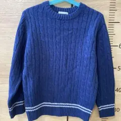 GU ネイビー ケーブル編みセーター 120cm