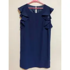 ノースリーブドレス パーティドレス ワンピース 紺 青 結婚式 二次会 成人式