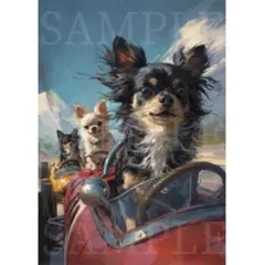 SO65 レーサーになったチワワ A4サイズ オリジナルアート 犬 絵画