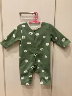 ベビーロンパース　動物アニマル柄　グリーン　60センチ70センチ　裏起毛