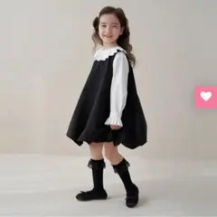 【週末限定値引き】タグ付き新品未使用◎バルーンブラックワンピース110