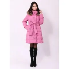 SHIKISHA PourVous ダウンコート ラクーンファー L ピンク